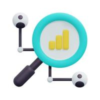 3d Magnifying glass and consumer icon vector. Searching customer. 3d consumer behavior, seo and marketing concept. Isolated on white background. 3d icon vector render illustration.