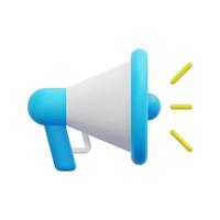 3d megaphone speaker icon vector. Isolated on white background. 3d announce promotion and megaphone loudhailer concept. Cartoon minimal style. 3d loudspeaker bullhorn icon vector render illustration.