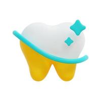 3d comparación de limpiar y sucio diente icono vector. aislado en blanco antecedentes. 3d dientes blanqueo, medicina y cuidado de la salud concepto. dibujos animados mínimo estilo. 3d icono vector hacer ilustración.