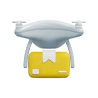 3d delivery drone with box icon vector. Isolated on white background. 3d drone technology concept. Cartoon minimal style. 3d drone icon vector render illustration.