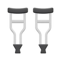 3d crutches icon vector. Isolated on white background. 3d nursing home, medical and healthcare concept. Cartoon minimal style. 3d crutch icon vector render illustration.