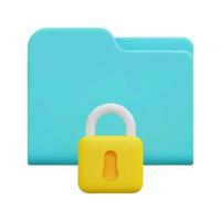 3d folder with padlock icon vector. Isolated on white background. 3d cyber security, data protection and internet security concept. Cartoon minimal style. 3d icon vector render illustration.