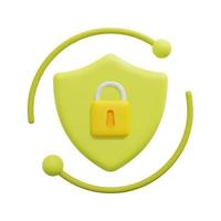 3d security shield icon vector. Isolated on white background. 3d cyber security, data protection and internet security concept. Cartoon minimal style. 3d icon vector render illustration.