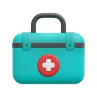 3d first aid kit icon vector. Isolated on white background. 3d medical equipment, medical and healthcare concept. Cartoon minimal style. 3d ambulance emergency box icon vector render illustration.