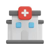 3d hospital icon vector. Isolated on white background. 3d building and architecture concept. Cartoon minimal style. 3d building icon vector render illustration.