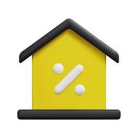 3d house and promotion tag icon vector. Isolated on white background. 3d discount, online shopping and supermarket concept. Cartoon minimal style. 3d icon vector render illustration.