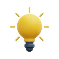 3d light bulb icon vector. Isolated on white background. 3d Idea, solution, creative, business, strategy, innovation concept. Cartoon style minimal. 3d bright lamp icon vector render illustration.