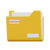 3d folder icon vector. Information plastic file with documentation. 3d  management file on project plan concept. Isolated on white background. 3d document  icon vector render illustration.