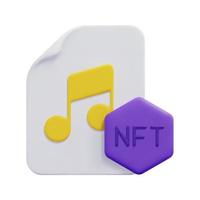 3d nft of music icon vector. Isolated on white background. 3d non fungible token and blockchain technology concept. Cartoon minimal style. 3d blockchain icon vector render illustration.