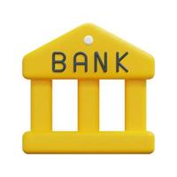 3d bank icon vector. Isolated on white background. 3d banking, business and finance concept. Cartoon minimal style. 3d bank building icon vector render illustration.