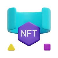 3d nft icon vector. Isolated on white background. 3d metaverse, digital technology, virtual reality concept. Cartoon minimal style. 3d blockchain icon vector render illustration.