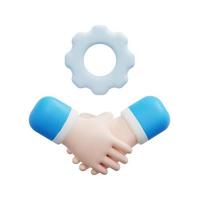 3d handshake of business partner icon vector. Isolated on white background. 3d team, teamwork and business concept. Cartoon minimal style. 3d teamwork icon vector render illustration.