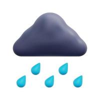 3d cloud and rain icon vector. Isolated on white background. 3d weather, meteorology, forecast and nature concept. Cartoon minimal style. 3d heavy rain icon vector render illustration.