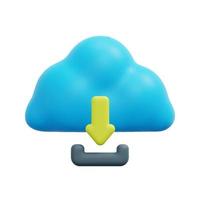 3d cloud download icon vector. Isolated on white background. 3d cloud technology concept. Technology security. Data storage. Cartoon minimal style. 3d cloud icon vector render illustration.