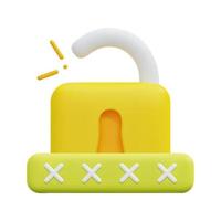 3d padlock with login icon vector. Isolated on white background. 3d cyber security, data protection and internet security concept. Cartoon minimal style. 3d icon vector render illustration.