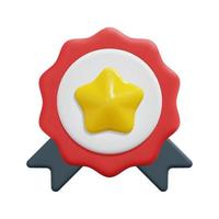 3d quality icon vector. Isolated on white background. 3d customer loyalty, brand and marketing concept. Cartoon minimal style. 3d brand with star icon vector render illustration.