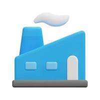 3d factory icon vector. Isolated on white background. 3d building and architecture concept. Cartoon minimal style. 3d building icon vector render illustration.