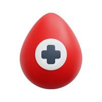 3d blood drop with medical cross symbol icon vector. Isolated on white background. 3d blood donation, medical and healthcare concept. Cartoon minimal style. 3d icon vector render illustration.