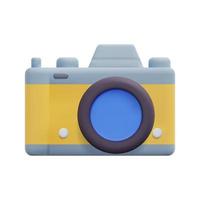 3d photo camera icon vector. Isolated on white background. 3d travel concept. Cartoon minimal style. Volumetric design for creative photos. 3d icon vector render illustration.