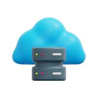 3d cloud server icon vector. Isolated on white background. 3d cloud technology concept. Technology security. Data storage. Cartoon minimal style. 3d cloud icon vector render illustration.