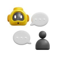 3d conversation icon vector. Isolated on white background. 3d chatbot, business and technology concept. Cartoon minimal style. 3d chatbot icon vector render illustration.