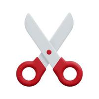 3d scissors icon vector. Isolated on white background. Education, medicine, hairdressing supplies and stationery. Cartoon minimal style. 3d cutting icon vector render illustration.