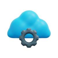 3d cloud settings icon vector. Isolated on white background. 3d cloud technology concept. Technology security. Data storage. Cartoon minimal style. 3d cloud icon vector render illustration.