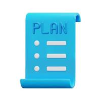 3d business plan icon vector. Isolated on white background. 3d business model, business and finance concept. Cartoon minimal style. 3d checklist report icon vector render illustration.