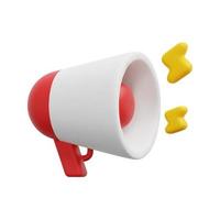 3d megaphone speaker icon vector. Isolated on white background. 3d online marketing and social media concept. Cartoon minimal style. 3d loudspeaker bullhorn icon vector render illustration.