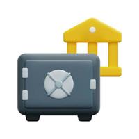 3d safe box and bank icon vector. Isolated on white background. 3d banking, business and finance concept. Cartoon minimal style. 3d icon vector render illustration.