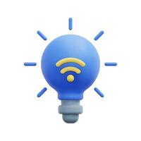 3d smart light icon vector. Wireless communication technology. 3d smart home, creative idea and innovation concept. Isolated on white background. 3d smart bulb icon vector render illustration.