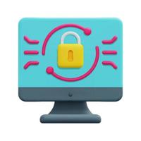 3d computer with ransomware icon vector. Isolated on white background. 3d cyber security, data protection and internet security concept. Cartoon minimal style. 3d icon vector render illustration.