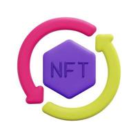 3d nft transfer icon vector. Isolated on white background. 3d non fungible token and blockchain technology concept. Cartoon minimal style. 3d blockchain icon vector render illustration.