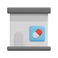 3d pharmacy icon vector. Isolated on white background. 3d building and architecture concept. Cartoon minimal style. 3d building icon vector render illustration.