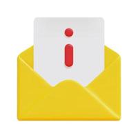 3d mail envelope with letter and information icon vector. Isolated on white background. 3d content, contact and document concept. Cartoon minimal style. 3d email icon vector render illustration.