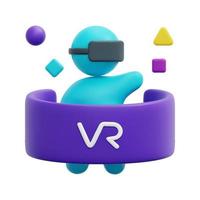 3d virtual reality icon vector. Isolated on white background. 3d metaverse, digital technology, virtual reality concept. Cartoon minimal style. 3d icon vector render illustration.