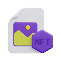 3d nft of photo icon vector. Isolated on white background. 3d non fungible token and blockchain technology concept. Cartoon minimal style. 3d blockchain icon vector render illustration.