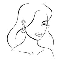 Trendy fashion  lineart portrait of a woman vector