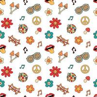 Retro groovy party vector pattern