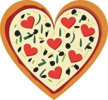 heart pizza shape vector