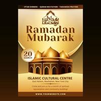 Ramadan mubarak flyer design template and background vector