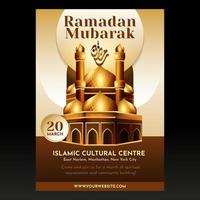 Ramadan mubarak flyer design template and background vector