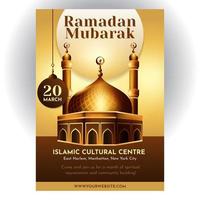 Ramadan mubarak flyer design template and background vector