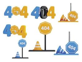 404 not found icon set with 3d vector icon illustration transparent element