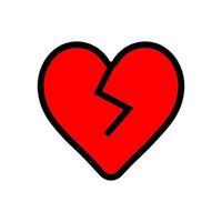 Broken heart line icon isolated on white background. Black flat thin icon on modern outline style. Linear symbol and editable stroke. Simple and pixel perfect stroke vector illustration.