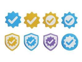 Verified icon set 3d rendering vector illustration