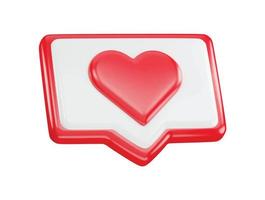 Red heart icon with a chat icon with 3d vector icon illustration