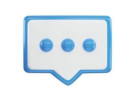 Blue and white chat bubble button with blue buttons on the top icon with 3d vector icon illustration