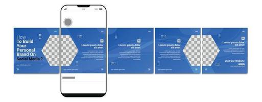 Set Of Carousel Post Template, Editable carousel post, social media carousel post for business. vector