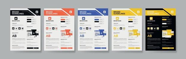 DIN A3 Brand Guideline Template Design, Brand Guideline Layout Set, Minimalist Brand Guidelines, Brand identity Template vector